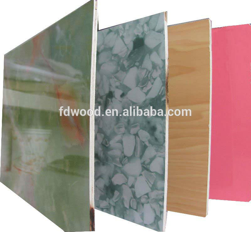 Shandong High Quality Glossy Wood Grain Coated Polyester Plywood for Decoration